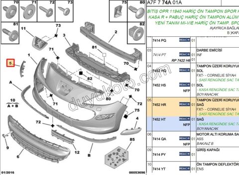 Ön Tampon Kapağı Köşe Sağ P2071 Siyah