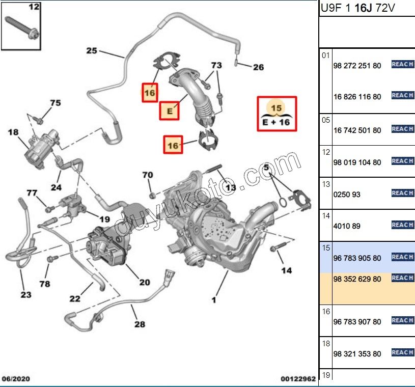 Egzoz Geri Dönüş (EGR) Borusu YM BXR3MQ DW12R