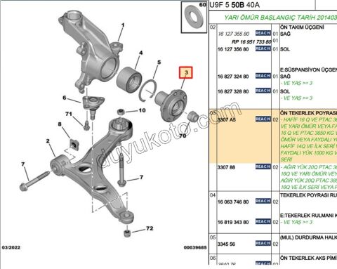 Ön Teker Poryası BXR3 12Q 14Q