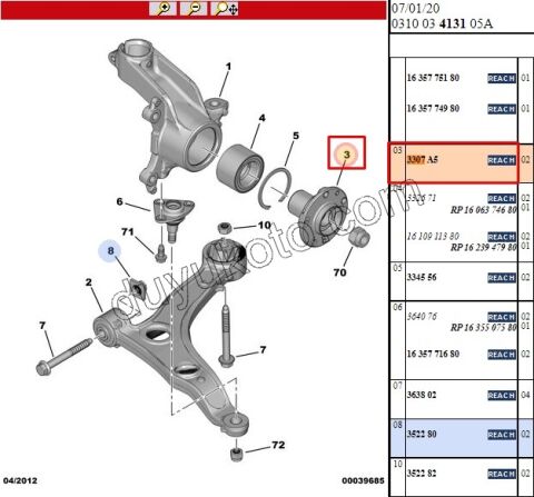Ön Teker Poryası BXR3 12Q 14Q