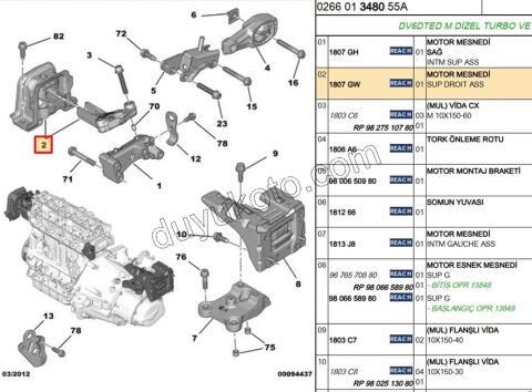 TAKOZ MOTOR UST R 1.6HDİ Euro4 P207 P2081 P301 P20081 9681706580
