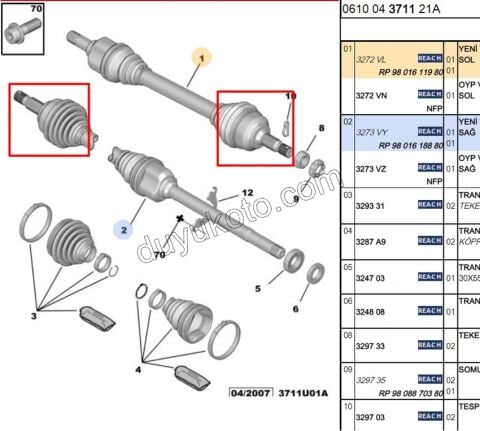 Aks Kafası P407 P5081 C53 1.6HDİ Euro4 EW10
