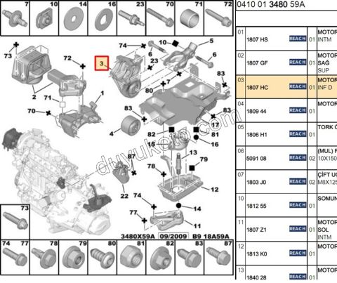 TAKOZ MOTOR ALT R P308 P30081 P50081 PRT3 1.6HDİ Euro4 TEK TAKOZ
