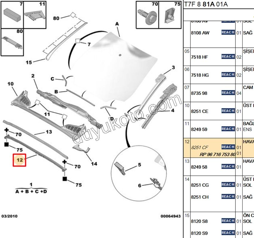 BAGLANTI AYAK ON CAM ONU IZGARA P3081