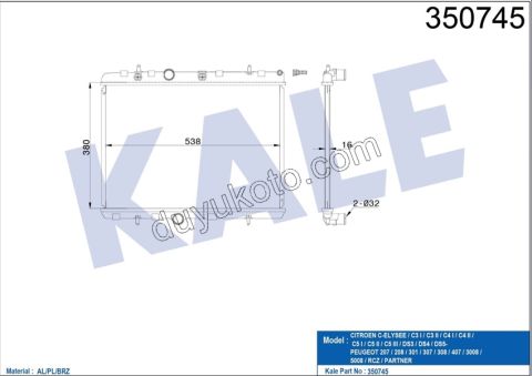 Motor Su Radyatörü P301 P207 1.6HDİ Euro4,Euro5/1.5HDİ Euro6/1.6VTi 120HP 1.6CM