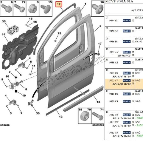 Ön Kapı Fitili Sağ Üst Kısım (Su Oluk) PBP