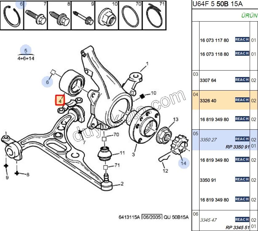 Ön Teker Rulmanı EXP1