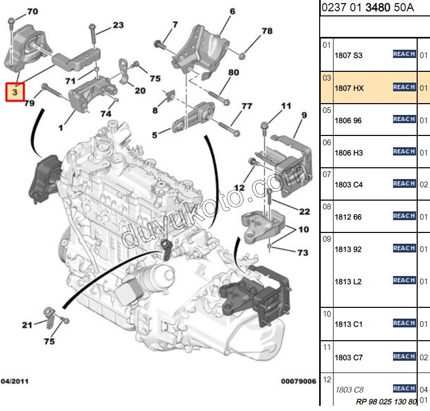 TAKOZ MOTOR UST R P2081 P20081 C2 C31 1.4HDİ Euro5 12/16