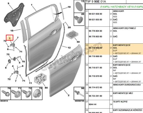 MENTESE ARKA KAPI UST L P2081 P3082 P20081 P5082 C33