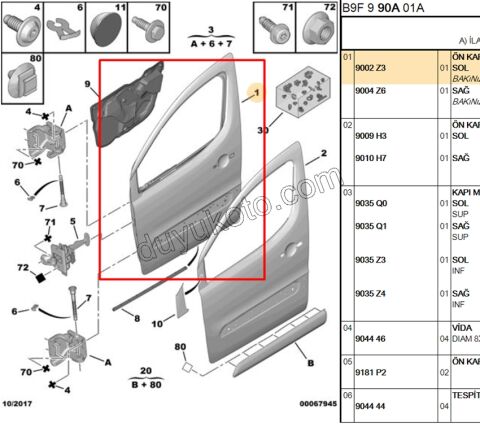 Sol Ön Kapı Komple PRT3