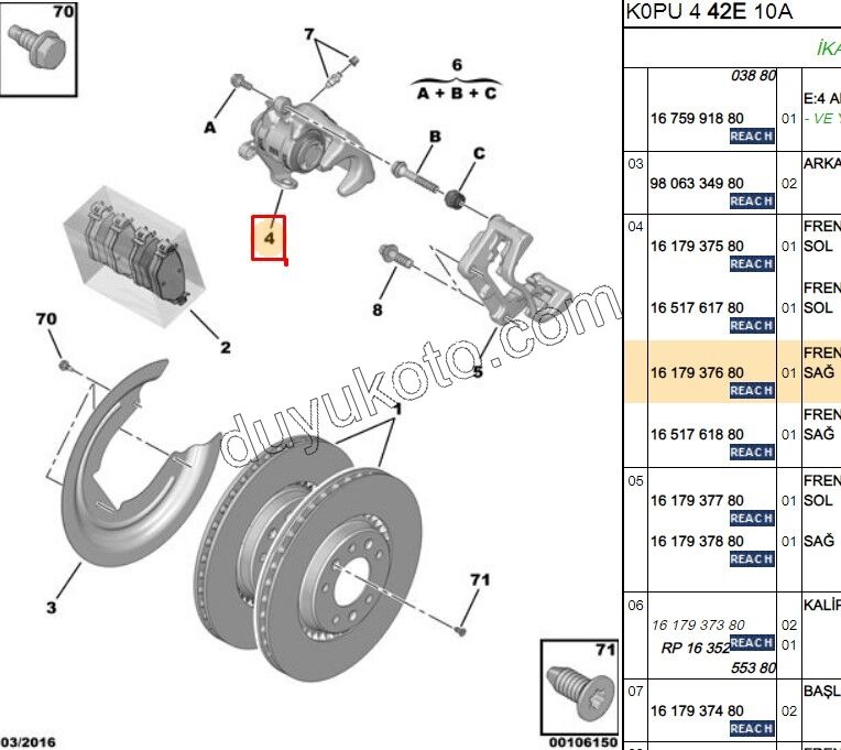 Fren Kaliperi Arka Sağ EXP4