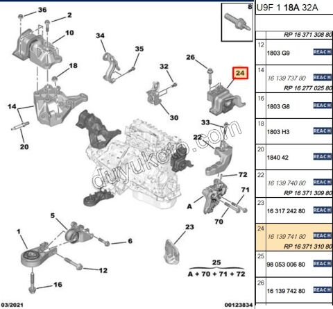 TAKOZ MOTOR UST KULAK L BXR3 DW10FUC DW10FUE DW12R