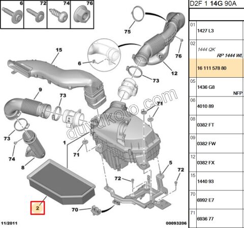 Peugeot 407 Citroen C5 Hava Filtresi DT17TED4