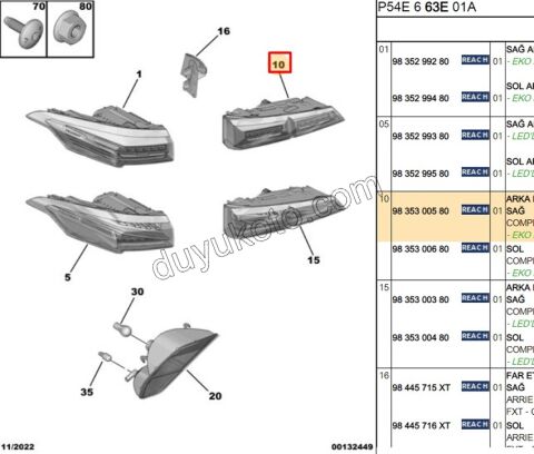 Peugeot 408 Stop Lambası Sağ İç (Bagaj Kapağı) 2023 Sonrası