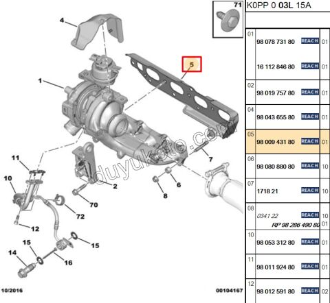 Egzoz Manifold ve Turbo Contası Sac   BXR3 EXP4 DW10F DW12R