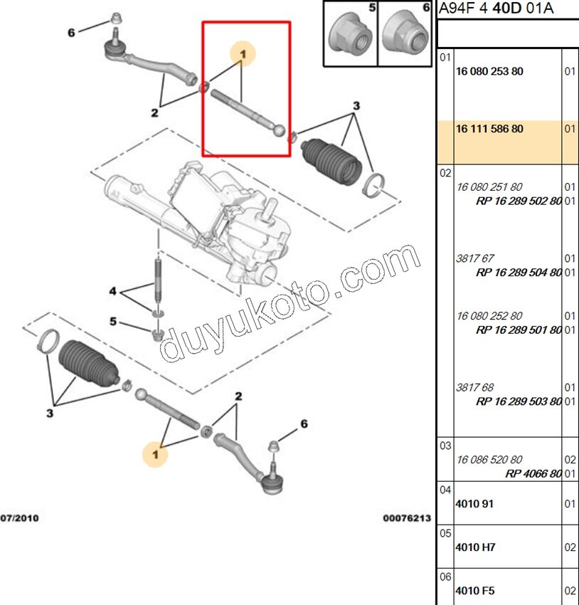 Rot Mili Sağ/Sol P2081 P20081 CCT KALIN