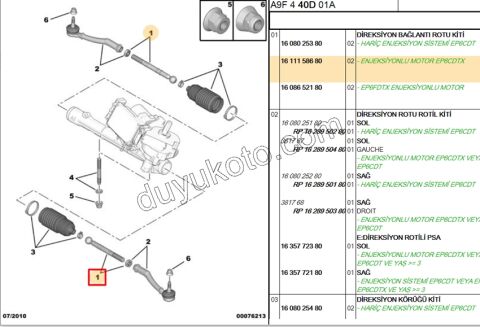 Rot Mili Sağ/Sol P2081 P20081 CCT KALIN