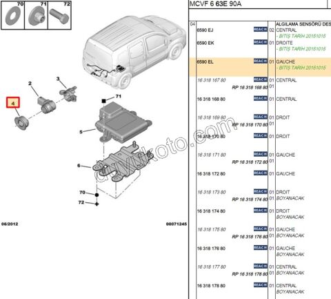 Park Sensörü Çercevesi Sol PBP FRN