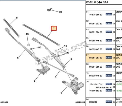 Ön Cam Silecek Süpürgesi Sol P3083