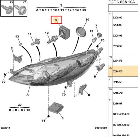 DUY KIRMIZI XENON AMPUL D2S D2R P407 DESARJ 1307329076
