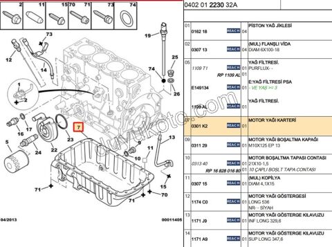 Motor Yağı Karteri Klimalı PRT2 1.9D,Y.M 03/09