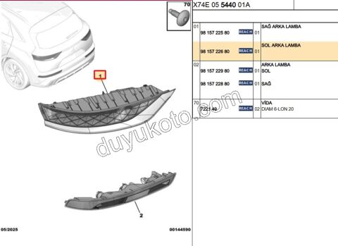 DS7 Stop Lambası sol ÜST COMBON RIVOLI