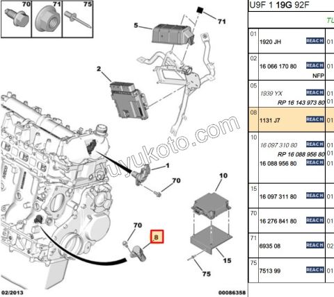 SENSOR VOLAN KRANK KABLO- BXR2 BXR3