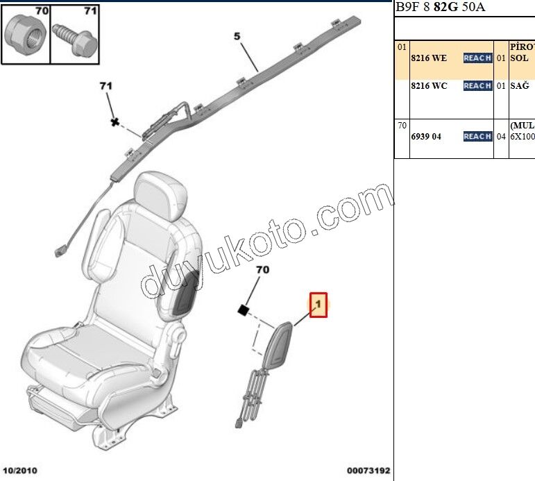 Sürücü (Sol) Koltuk Hava Yastığı (AIRBAG) PRT3
