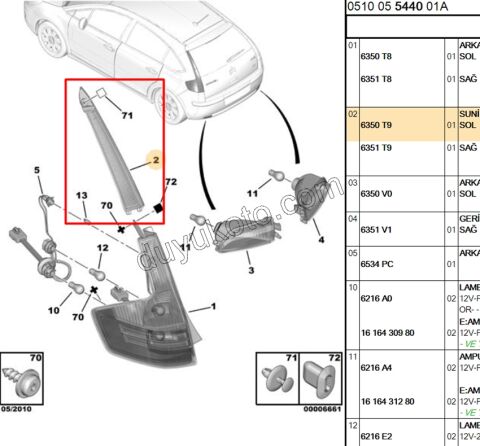 Citroen C4 Stop Lambası Sol 2004/2008