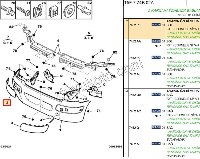 Arka Tampon Kapağı Sol P3071 P3072