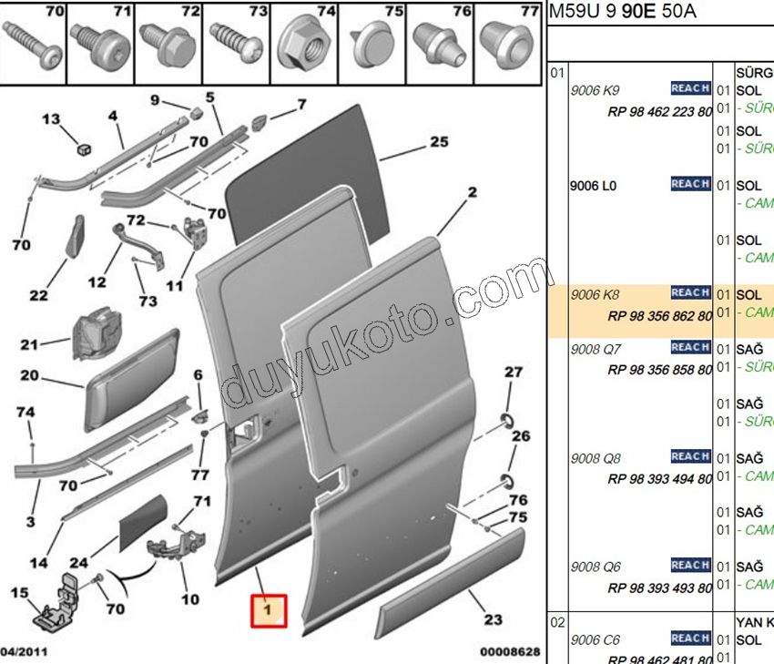 KAPI KOMPLE SURGULU L PRT2 PRT1 CAM+
