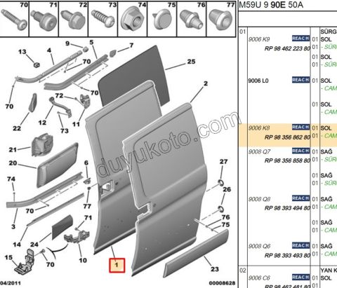 KAPI KOMPLE SURGULU L PRT2 PRT1 CAM+