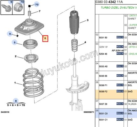 Ön Amortisör Sağ Üst Takozu EXP1 EXP3 KIT