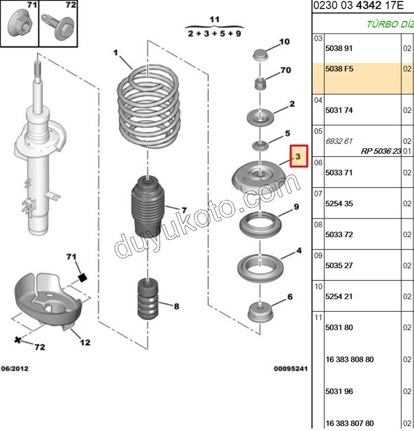 Ön Amortisör Üst Takozu   C2 C31 C32 KIT