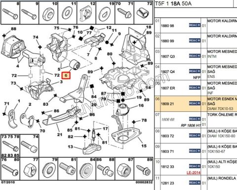 TAKOZ MOTOR ALT YUVARLAK PRT1 PRT2 P307 DV4 70MM