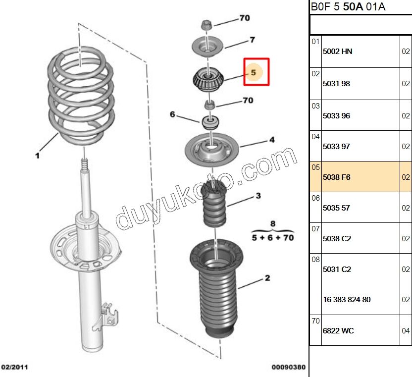Ön Amortisör Üst Takozu P107 C1
