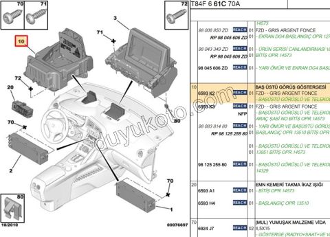 EKRAN HEAD UP RENKLI DIJITAL YOL BILGI P30081 P50081