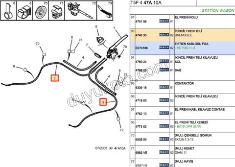 El Fren Teli Sağ/Sol P307SW C41SDN