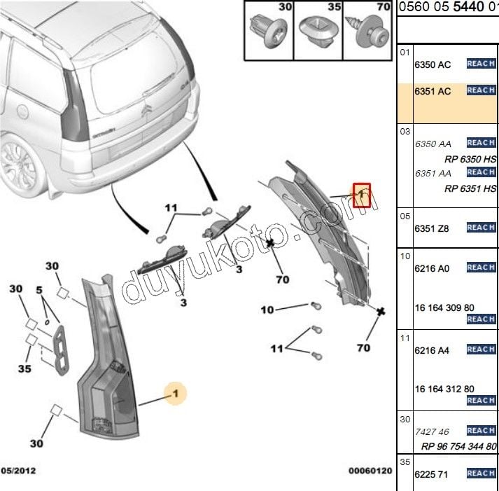 Citroen C4 Picasso Stop Lambası Sağ 2007/2010