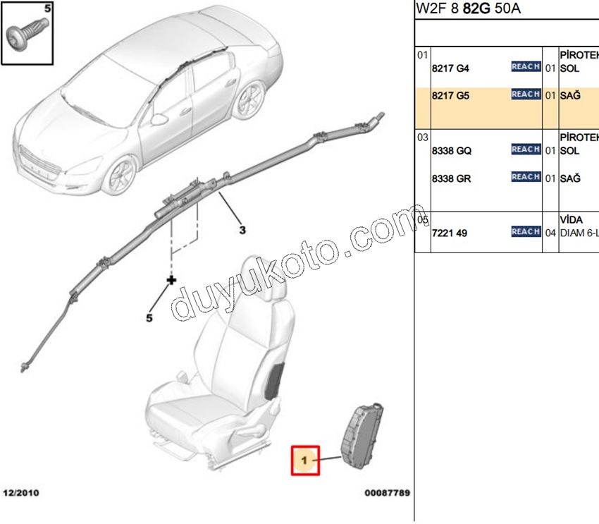 Yolcu (Sağ) Koltuk Hava Yastığı (AIRBAG) P5081