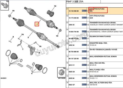 Aks Mili Sol P3008 GRDX AT6 ATN8 1.5HDİ Euro6