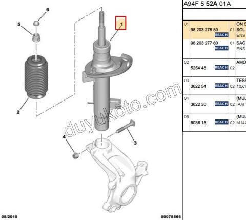 Ön Sol Amortisör YM P20081 EB2 1.5HDİ Euro6 C