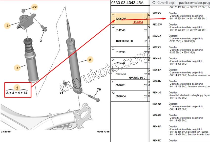 Ön Sol Amortisör PRT3 C4PC1