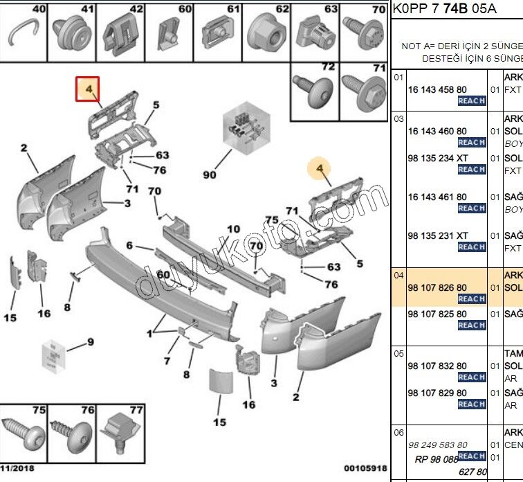 AYAK ARKA TAMPON YAN L EXP4 SCD4