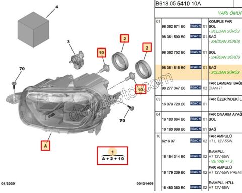 Citroen C3 Far Sağ (Ledli) 2009/2013