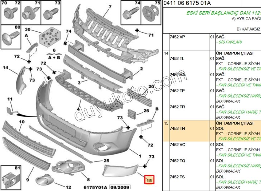 Ön Tampon Kapağı Köşe Sol BR31 (Far Sağ ALTI)