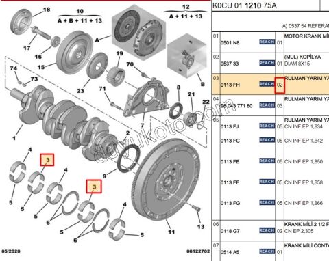 ANA YATAK UST ORTA STD X2AD DW10F DW12R 748309