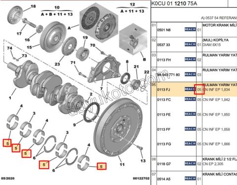 ANA YATAK ALT STD X5AD DW10F DW12R 748307