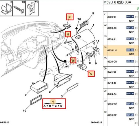 KARSILIK TAKIMI TORPIDO KAPAK PRT1 3 PLASTIK+2 METAL+2 LASTIK