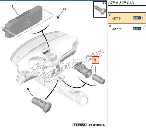 PEUGEOT CİTROEN CAKMAK KOMPLE (SARI) 3PIN PRT P206 P406